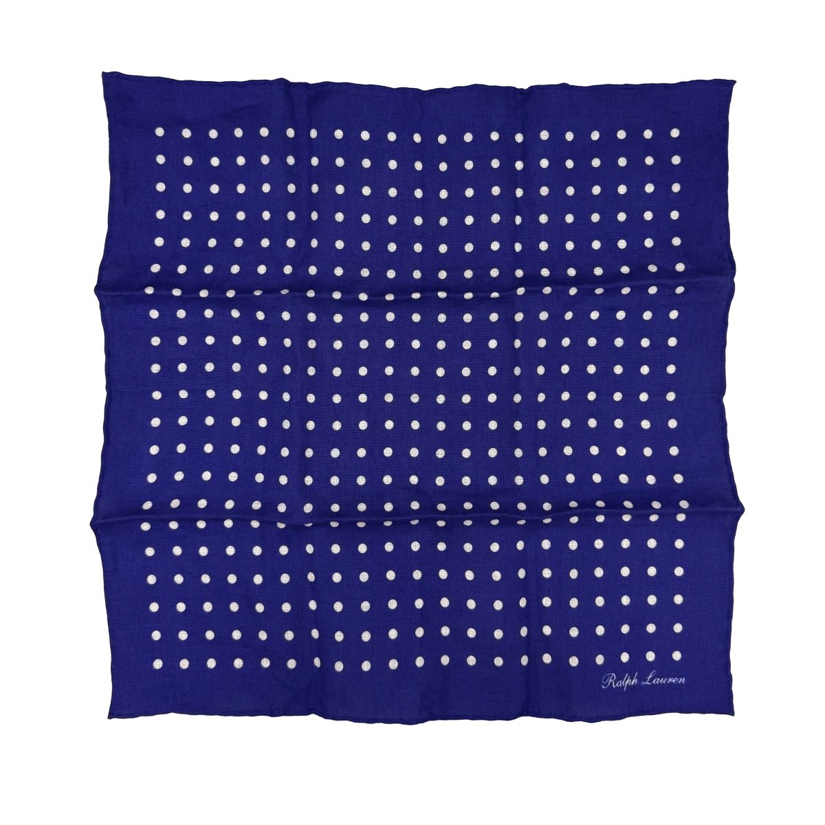 Pochette en lin Purple Label Ralph Lauren bleu à pois blancs - Le Beau Gustave