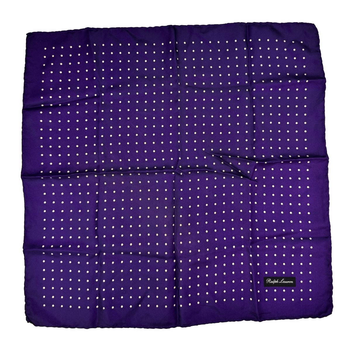 Pochette en soie Black Label Ralph Lauren violet foncé à pois blancs - Le Beau Gustave