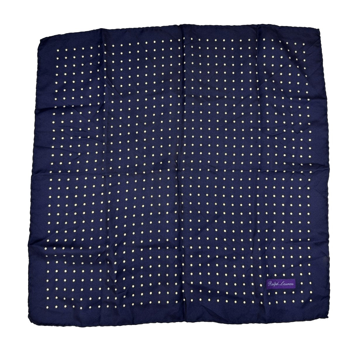 Pochette en soie Purple Label Ralph Lauren bleu marine à pois blancs - Le Beau Gustave
