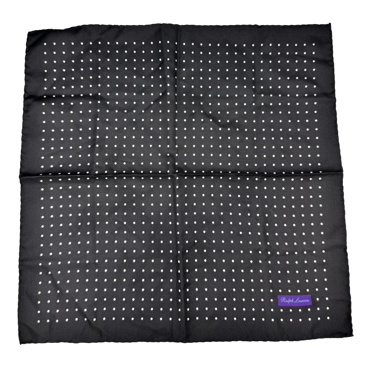 Pochette en soie Purple Label Ralph Lauren noire à pois blancs - Le Beau Gustave