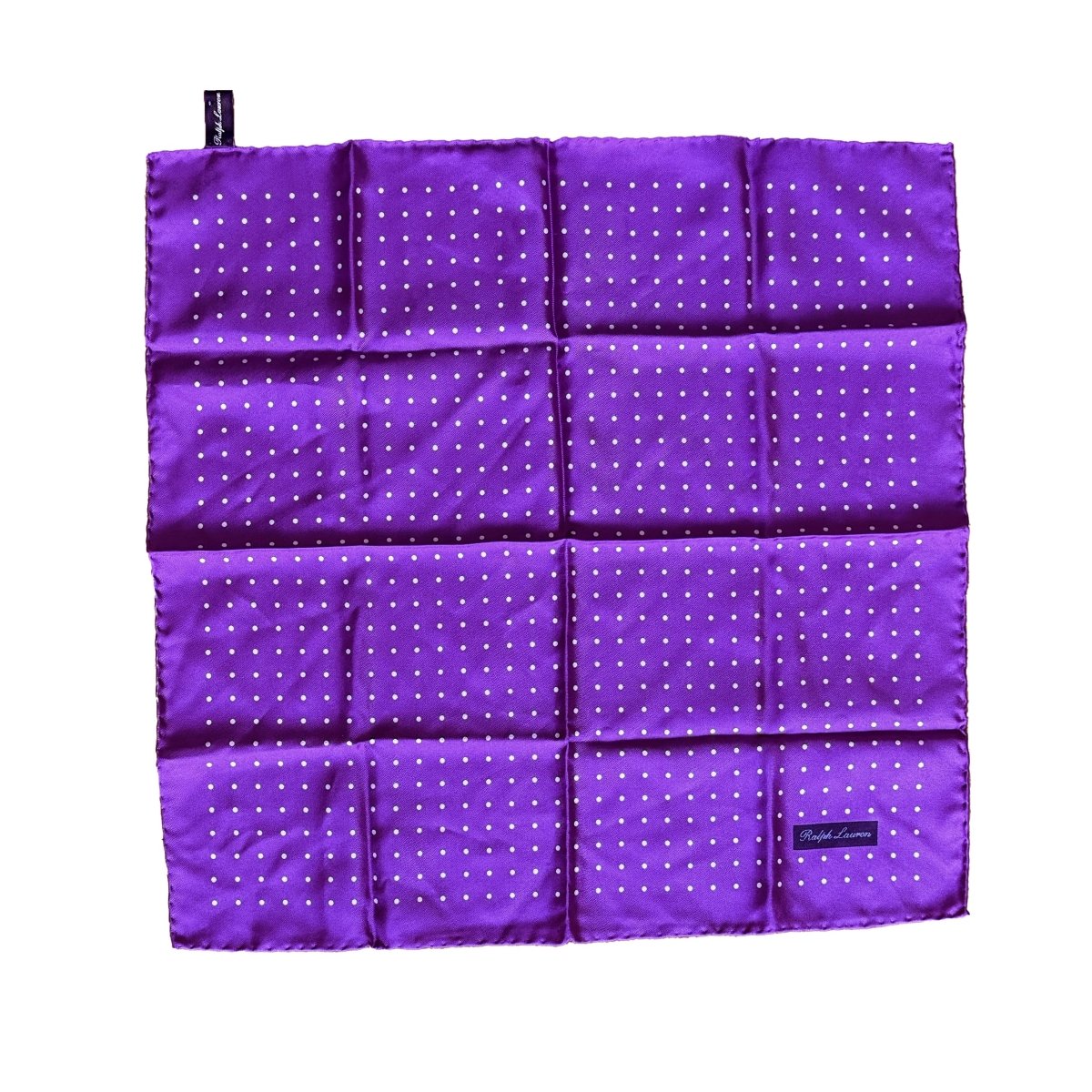 Pochette en soie Purple Label Ralph Lauren violette à pois blancs - Le Beau Gustave