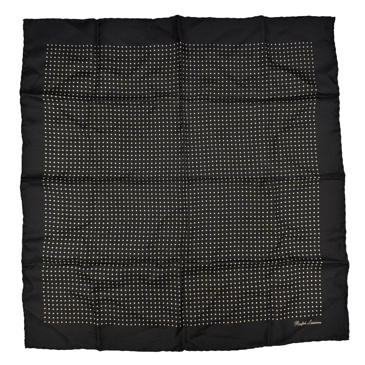 Pochette en soie Ralph Lauren noire à petits pois écrus - Le Beau Gustave
