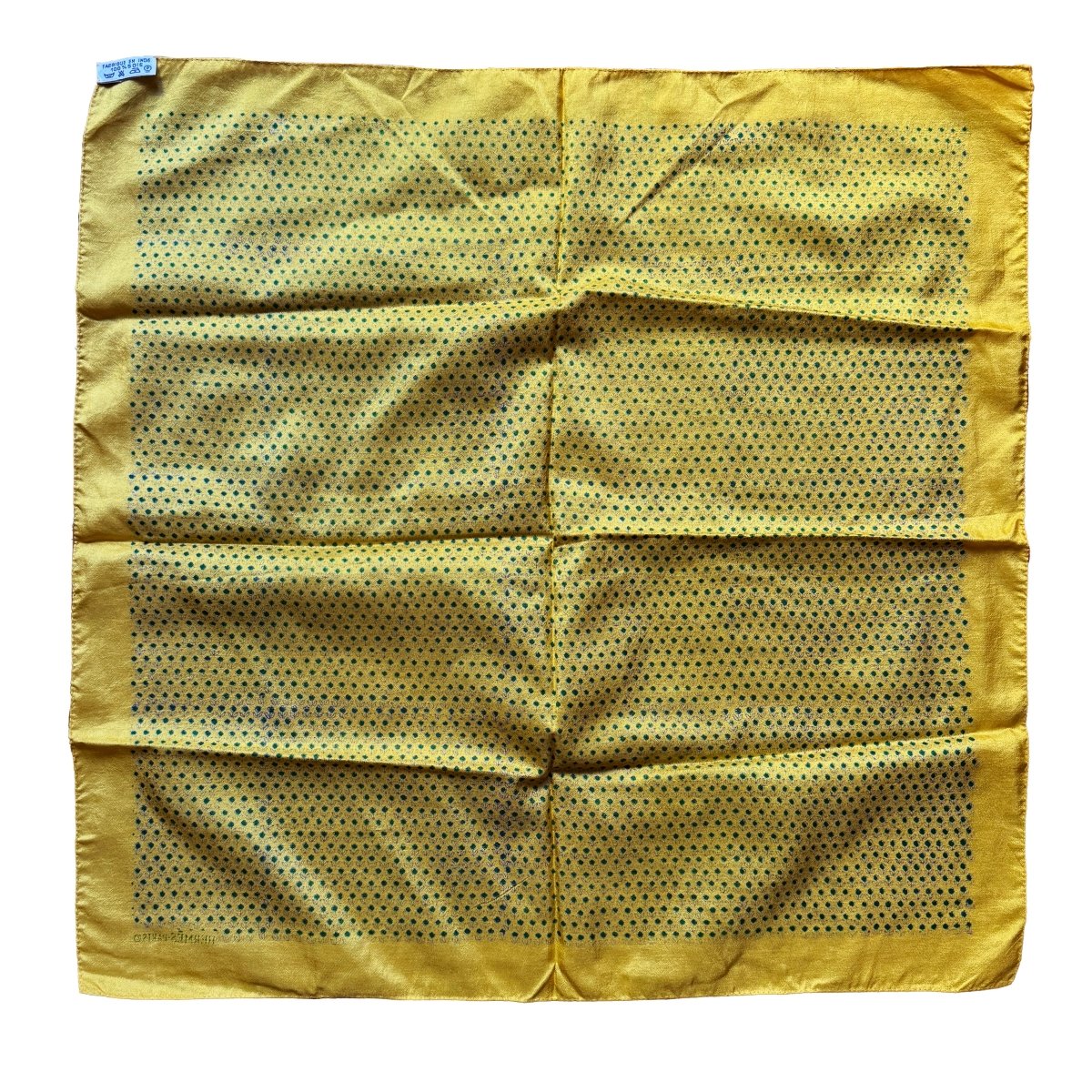 Pochette Hermès jaune à motif floral vert indien - Le Beau Gustave