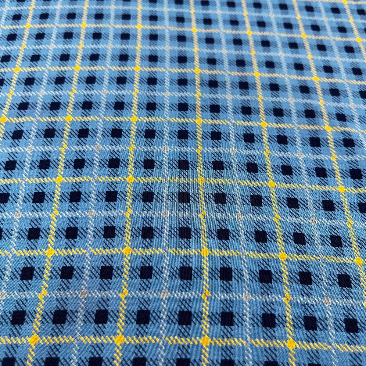 Pochette Lanvin bleu à motifs jaunes et marine - Le Beau Gustave