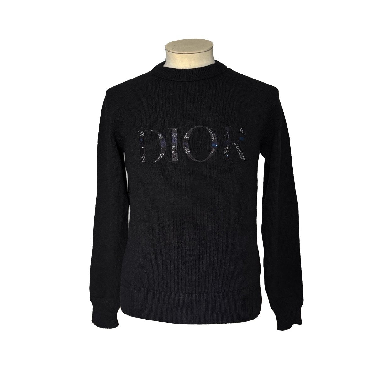 Pull Dior noir en laine vierge avec logo brodé - Le Beau Gustave
