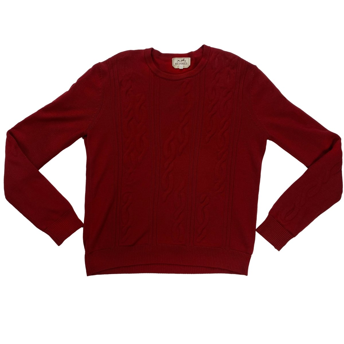 Pull Hermès rouge motifs torsadés - Le Beau Gustave
