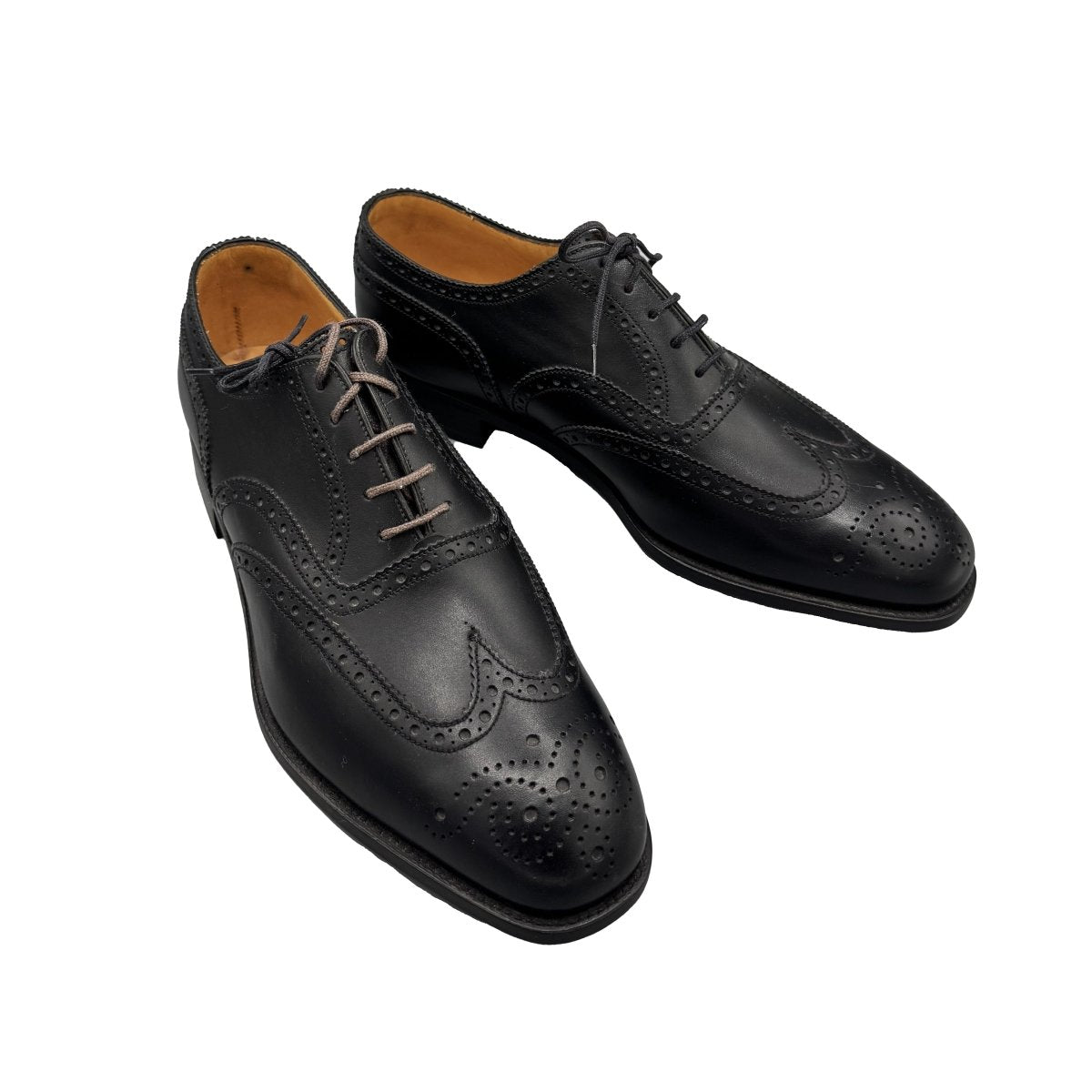 Richelieus J.M. Weston en cuir noir à motif fleuri (neufs) - Le Beau Gustave