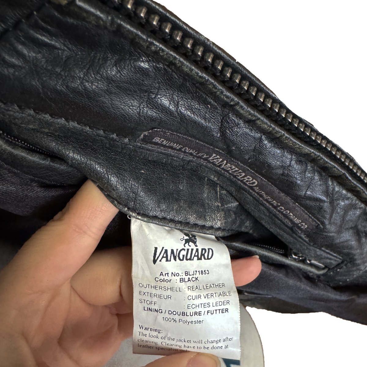 Veste collector Vanguard en cuir noir à écussons - Le Beau Gustave