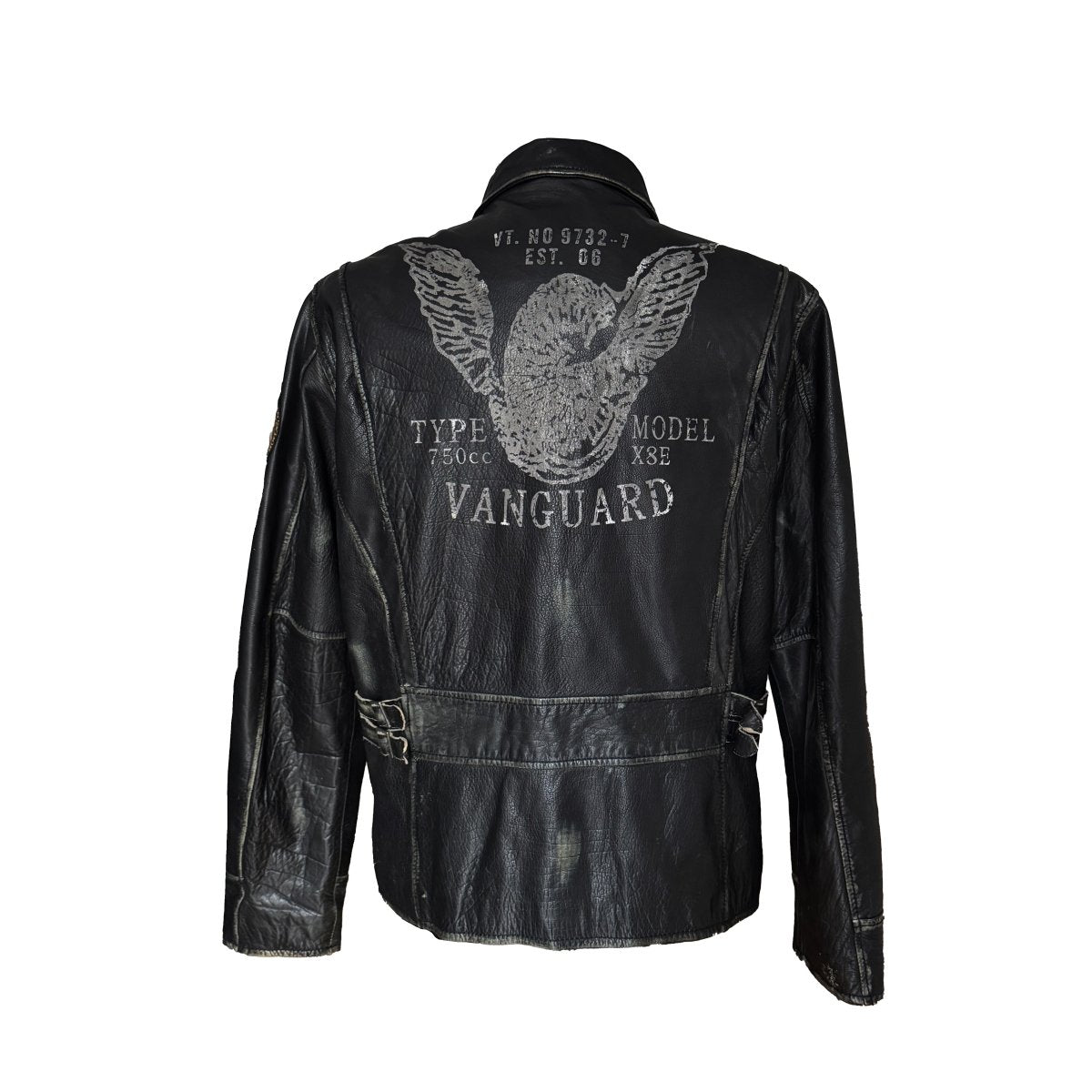 Veste collector Vanguard en cuir noir à écussons - Le Beau Gustave