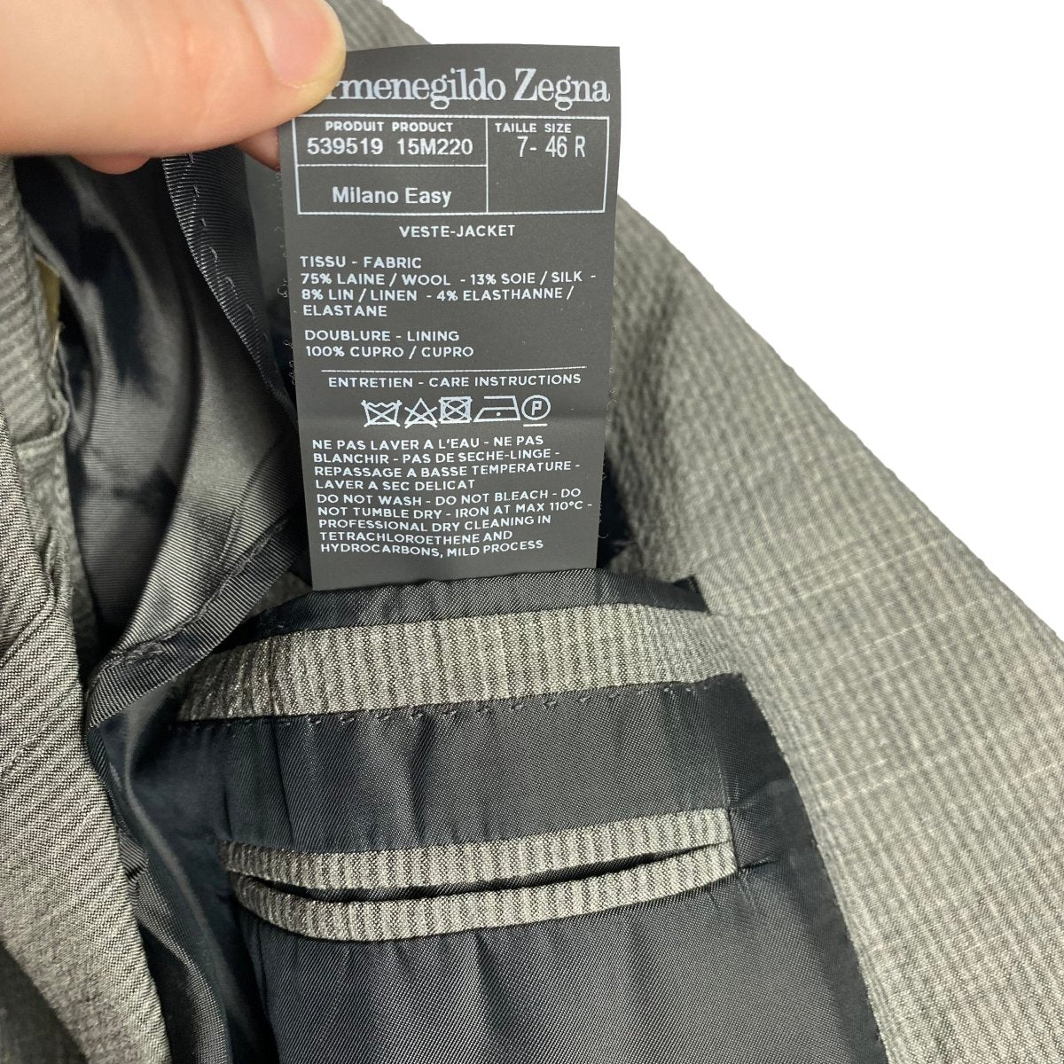 Veste grise seersucker Zegna - Le Beau Gustave