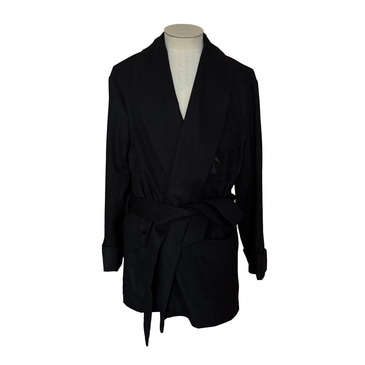Veste Lanvin noire ceinturée en laine et cachemire - Le Beau Gustave
